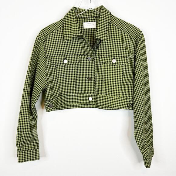 Capulet Cropped Gingham Denim Jacket S - Picture 2 of 11